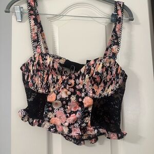 For Love and Lemons Floral Lace Bustier Top
